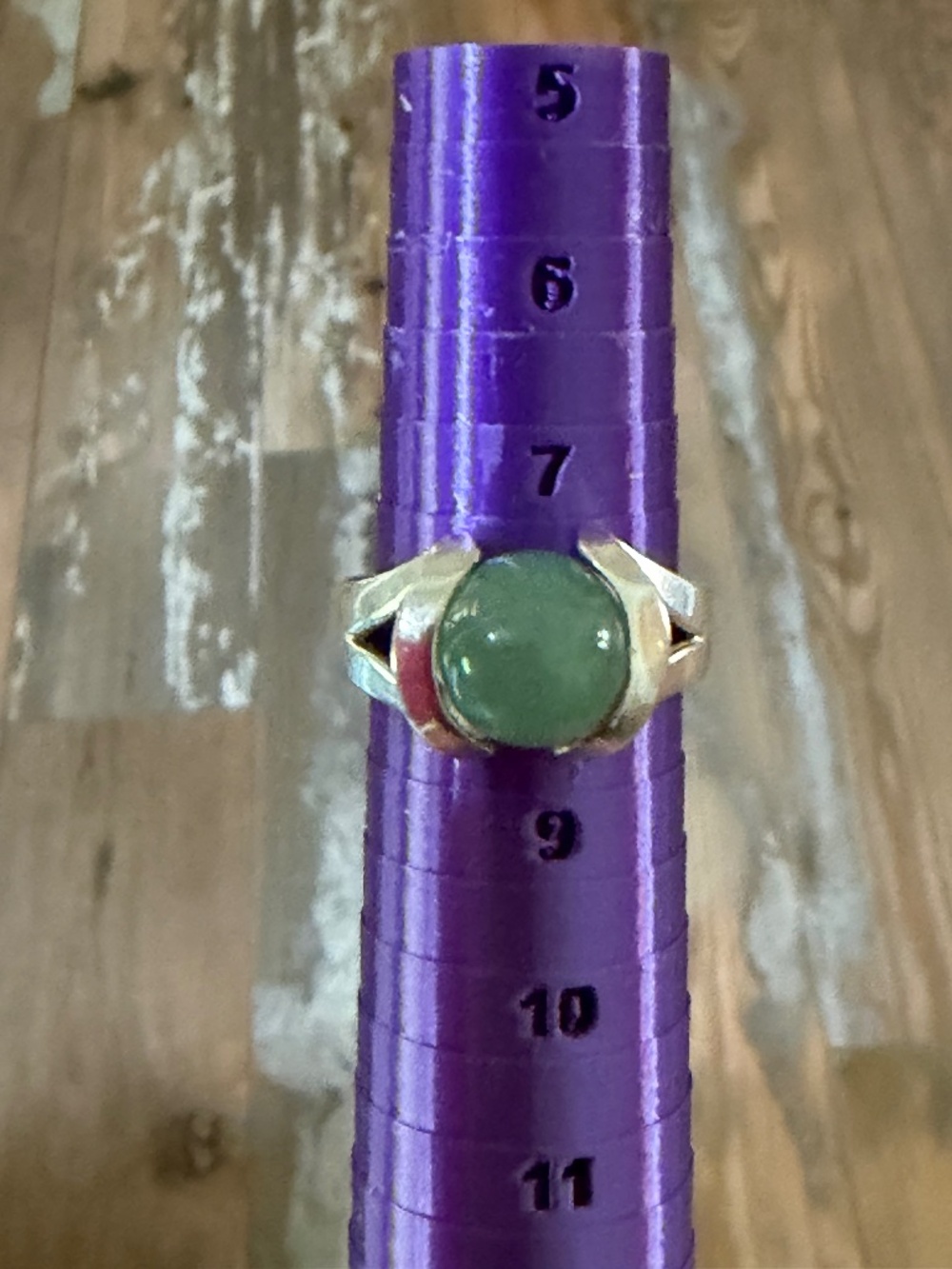 Vintage 925 Sterling Silver Green Cabochon Bypass Ring-Size 8.5/5 grams